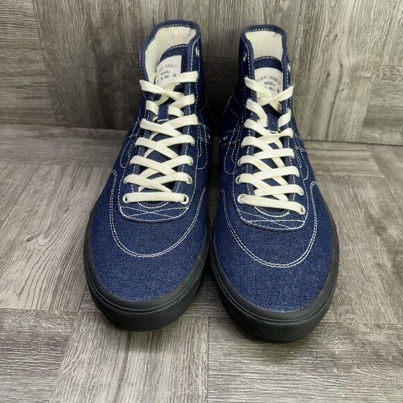 Vans Skate Gilbert Crockett High Men's size 12 Navy Blue White Denim Shoes - Picture 2 of 8